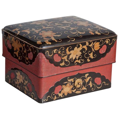 japanese red lacquered and gilt decorated metal mount box|Japanese Gilt Lacquer Writing Desk & Poem Box .